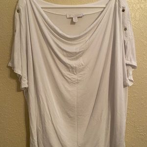 White off the shoulder tee